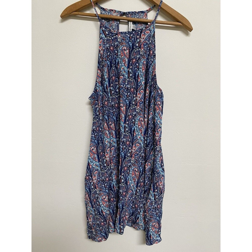 American Eagle Spaghetti Strap Blouse Women's Medium Paisley Blue Boho - Picture 1 of 8
